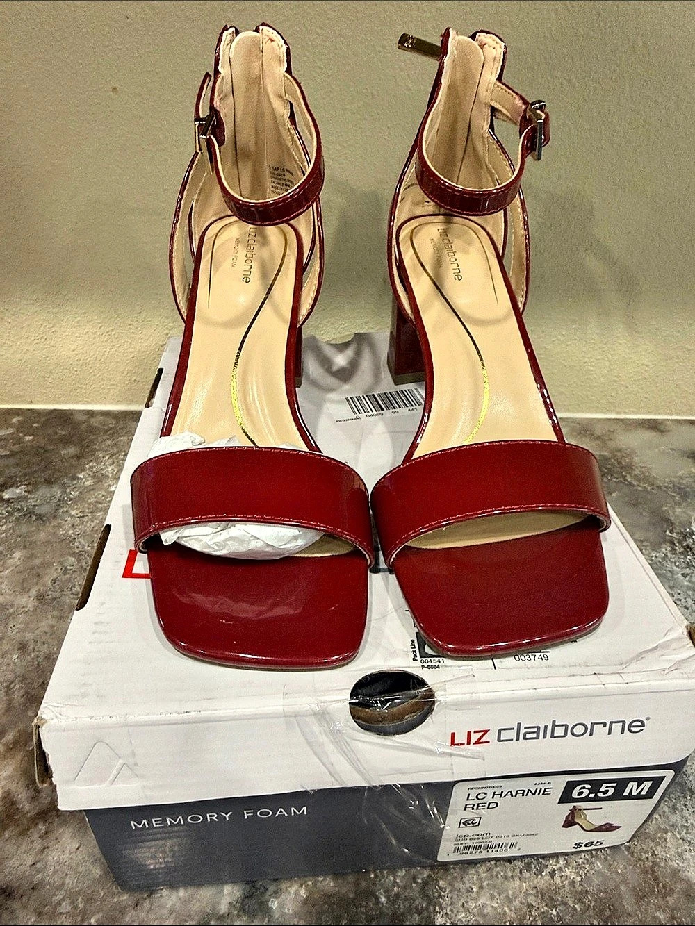 Liz Claiborne LC Harnie Red Patent Ankle Strap Heels US 6.5 M